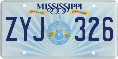 MS license plate ZYJ326