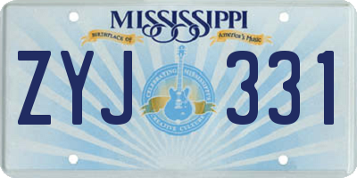 MS license plate ZYJ331