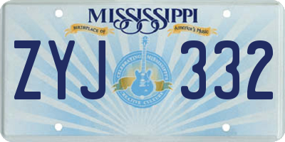 MS license plate ZYJ332
