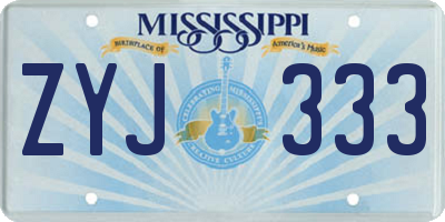 MS license plate ZYJ333