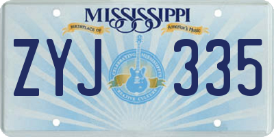 MS license plate ZYJ335