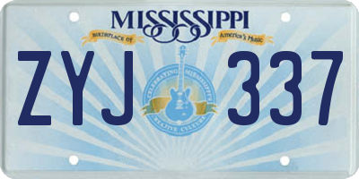 MS license plate ZYJ337