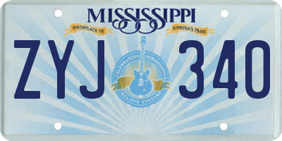 MS license plate ZYJ340
