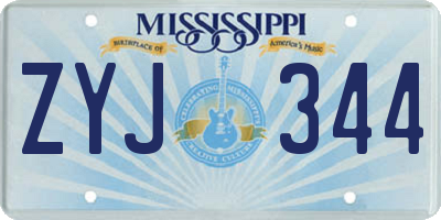 MS license plate ZYJ344