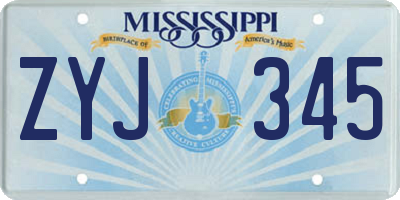 MS license plate ZYJ345