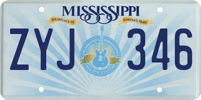 MS license plate ZYJ346