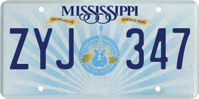 MS license plate ZYJ347