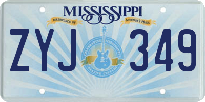 MS license plate ZYJ349