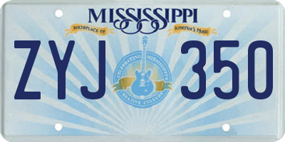 MS license plate ZYJ350