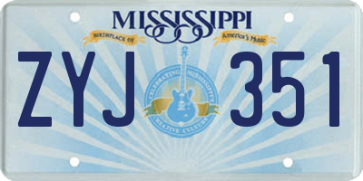 MS license plate ZYJ351