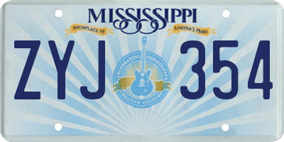 MS license plate ZYJ354