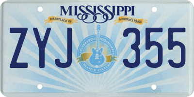 MS license plate ZYJ355