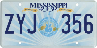 MS license plate ZYJ356