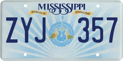 MS license plate ZYJ357