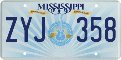MS license plate ZYJ358