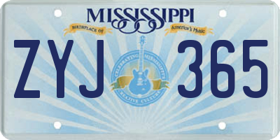 MS license plate ZYJ365