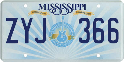 MS license plate ZYJ366