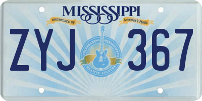 MS license plate ZYJ367