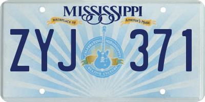 MS license plate ZYJ371