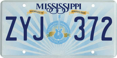 MS license plate ZYJ372
