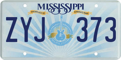 MS license plate ZYJ373