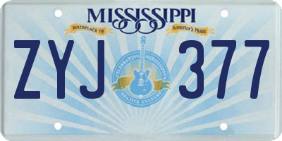 MS license plate ZYJ377