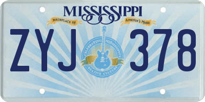 MS license plate ZYJ378