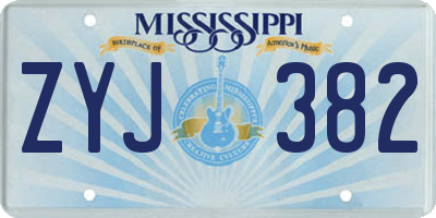 MS license plate ZYJ382