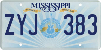 MS license plate ZYJ383