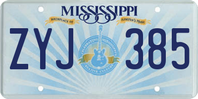 MS license plate ZYJ385
