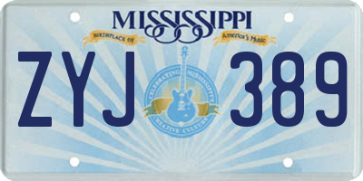 MS license plate ZYJ389