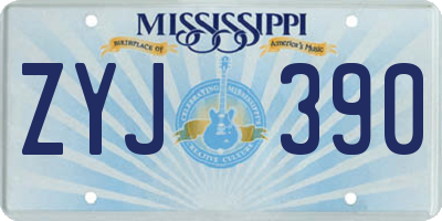 MS license plate ZYJ390