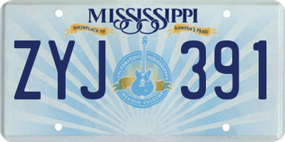 MS license plate ZYJ391