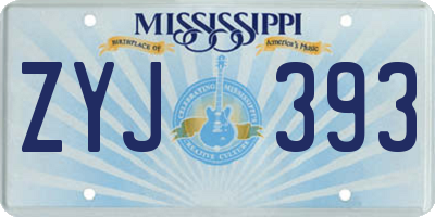 MS license plate ZYJ393