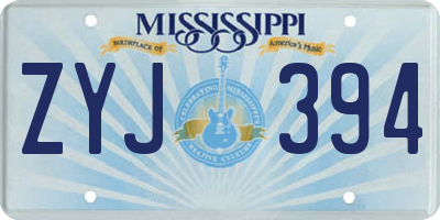 MS license plate ZYJ394