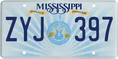 MS license plate ZYJ397