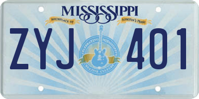 MS license plate ZYJ401