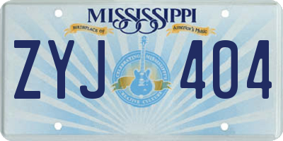 MS license plate ZYJ404