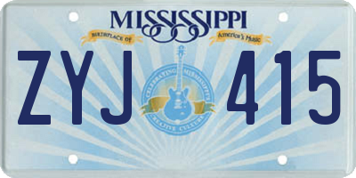MS license plate ZYJ415