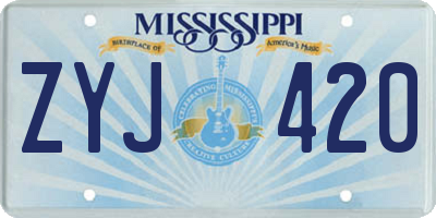 MS license plate ZYJ420