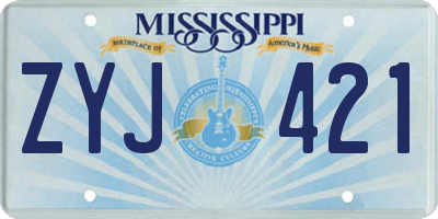 MS license plate ZYJ421