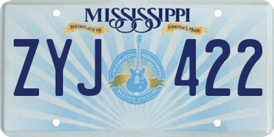 MS license plate ZYJ422