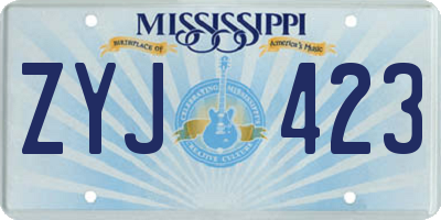 MS license plate ZYJ423