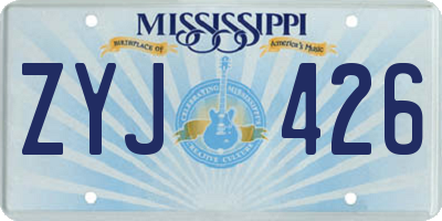 MS license plate ZYJ426