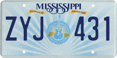 MS license plate ZYJ431
