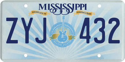 MS license plate ZYJ432