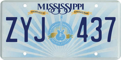 MS license plate ZYJ437