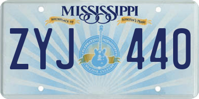 MS license plate ZYJ440