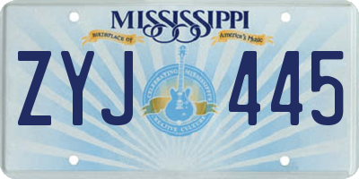 MS license plate ZYJ445