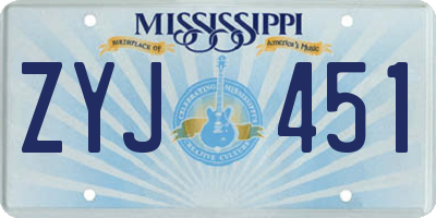 MS license plate ZYJ451